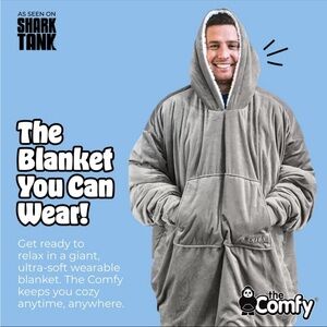 The Original Comfy Sherpa Lined Gray/White Fleece Wearable Blanket. One Size